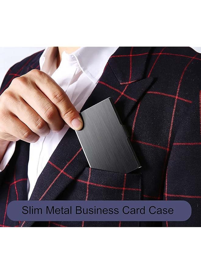 erorex Business Card Case Business Card Holder For Men And Women Pocket Metal Card Case Fashion Professional Stainless Steel Card Holders Purse Name Card Holder Buckle Style Shut Best Gift For Family  - Image 2