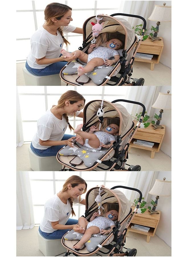 ZCM-HAPPY 3 Piece Non-Toxic Bear, Rabbit, Panda Design Stroller Hanging Toy with Silicone Teeth  - Image 3
