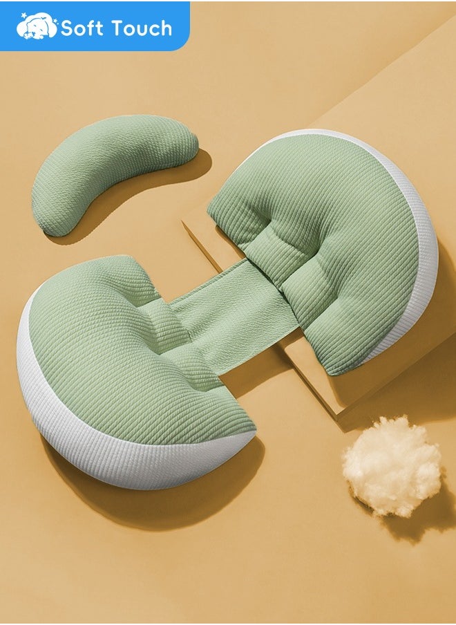 Soft Touch Pregnancy Pillow Portable Adjustable Side Pillow Waist Support Side Sleeping Pillow Maternity Back Support Pillow for Pregnant Women Body Pillow Support for Back Belly and Waist(Green）  - Image 1