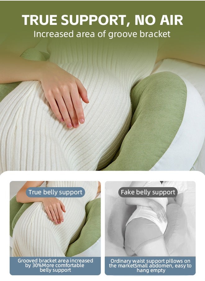 Soft Touch Pregnancy Pillow Portable Adjustable Side Pillow Waist Support Side Sleeping Pillow Maternity Back Support Pillow for Pregnant Women Body Pillow Support for Back Belly and Waist(Green）  - Image 4