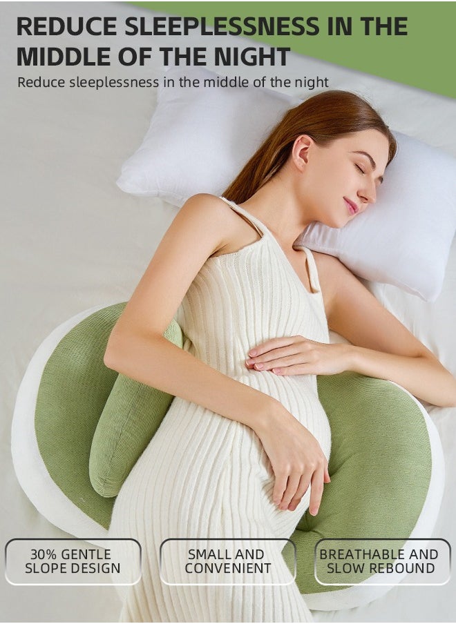 Soft Touch Pregnancy Pillow Portable Adjustable Side Pillow Waist Support Side Sleeping Pillow Maternity Back Support Pillow for Pregnant Women Body Pillow Support for Back Belly and Waist(Green）  - Image 5
