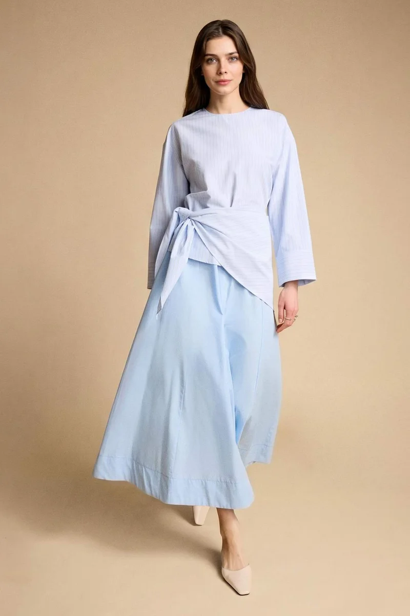 ديفاكتو A Cut Poplin Maxi Skirt