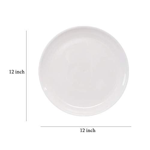 Urmila Plastic Unbreakable Plastic Round Serving Dinner Plates Full Size Plate for Dining Table Home Kitchen Party Restaurant 12 Inches White Set of 24 - Image 2