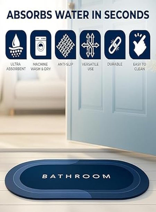 TICOLO Waterproof Bathroom Doormat with Non Slip Backing, Quick Dry Floor Mat for Bathroom, 60 x 40 cm (1, Blue, Pack of 1) - Image 5