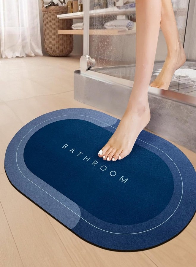 TICOLO Waterproof Bathroom Doormat with Non Slip Backing, Quick Dry Floor Mat for Bathroom, 60 x 40 cm (1, Blue, Pack of 1) - Image 1