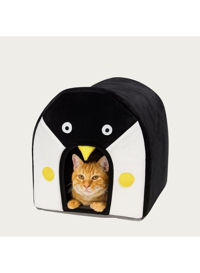 Penguin Cat House – Cozy Indoor Cat Bed Cave with Cute Animal Design