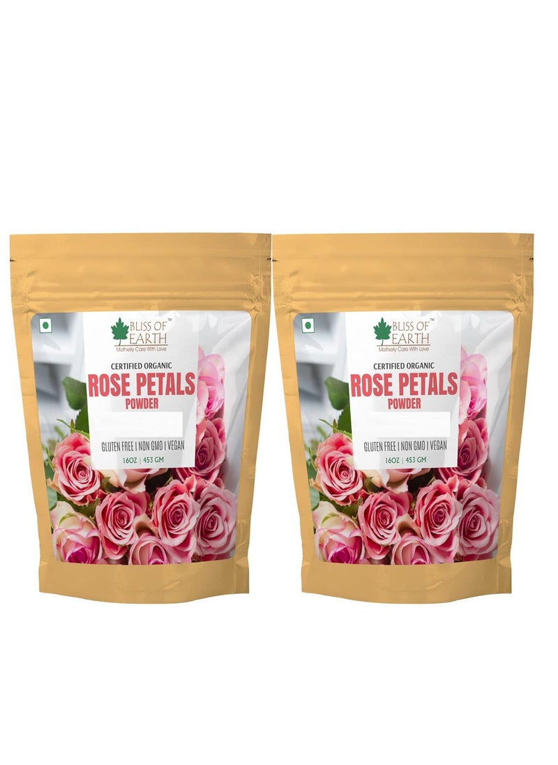 BLISS OF EARTH Bliss Of Earth Pure Natural Rose Petals Powder 2 Of 453GM  Great For Face & Skin Pack Of 2  - Image 1