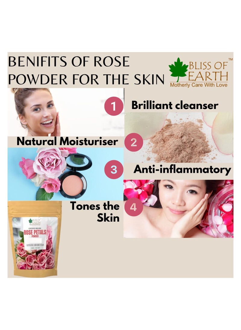 BLISS OF EARTH Bliss Of Earth Pure Natural Rose Petals Powder 2 Of 453GM  Great For Face & Skin Pack Of 2  - Image 3