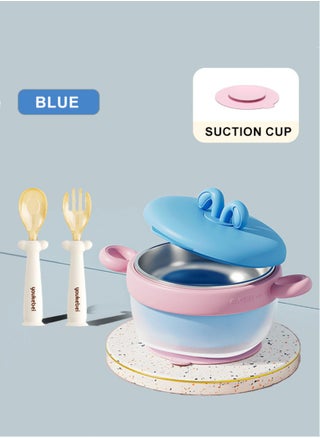 Temperature-Sensitive Stainless Steel Baby Bowl Set, Water Filled And Insulated, Drop And Scald Resistant, Fork And Spoon Included,Blue - pzsku/Z6934DF4DE63AFC5107BBZ/45/1748061895/3c946cd1-7bc4-4821-8dc3-94980f89709c
