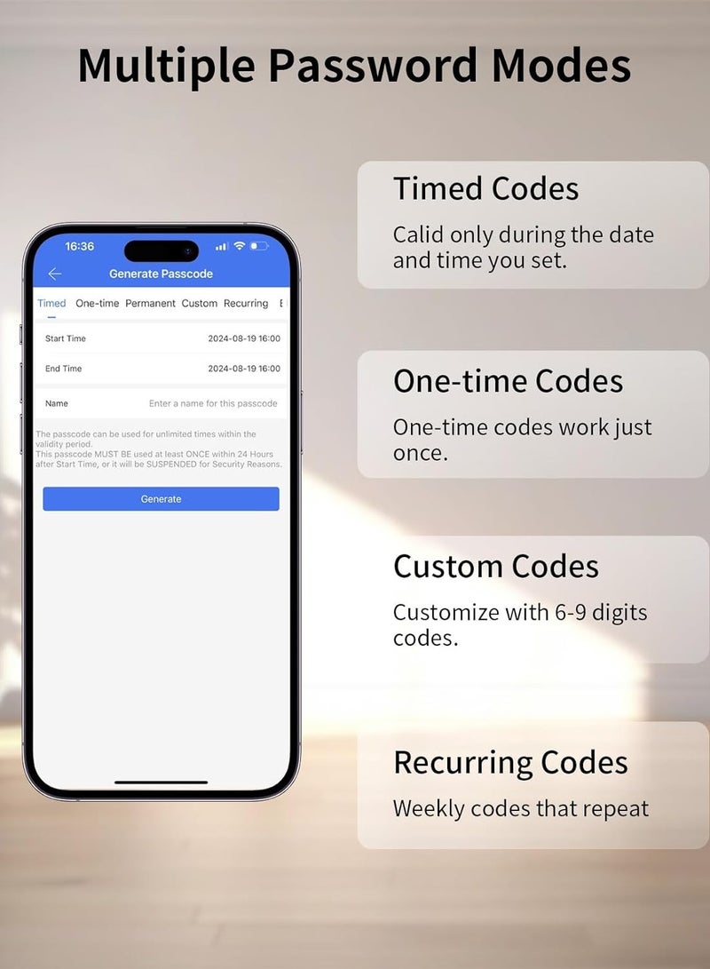 YASUCISS Smart Door Lock,WiFi and Bluetooth 2in1 Fingerprint with Keypads Keyless Entry,APP Control Touchscreen for Office Home Apartment Airbnb - Image 4