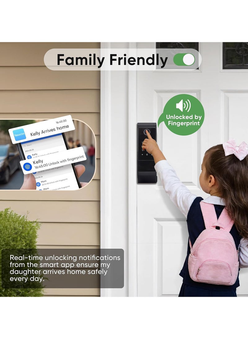 YASUCISS Smart Door Lock,WiFi and Bluetooth 2in1 Fingerprint with Keypads Keyless Entry,APP Control Touchscreen for Office Home Apartment Airbnb - Image 5