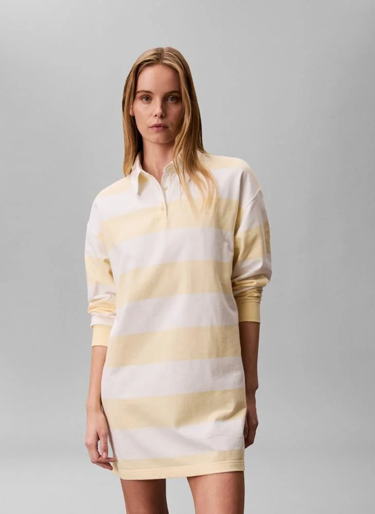 Casual Varsity Stripe Mini Polo Dress