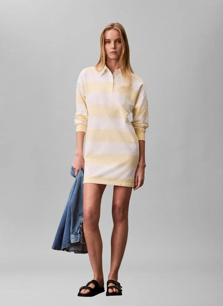 Calvin Klein Jeans  Casual Varsity Stripe Mini Polo Dress for Women | Best Price UAE