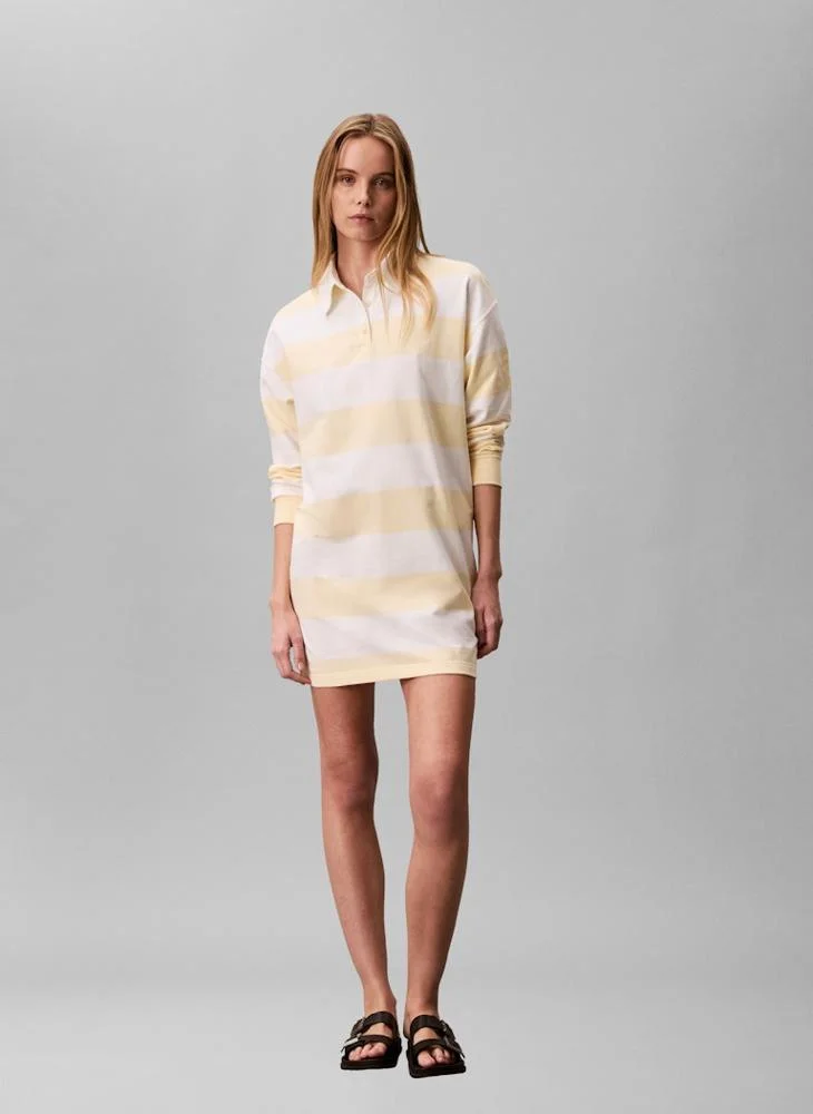 Calvin Klein Jeans  Casual Varsity Stripe Mini Polo Dress for Women | Best Price UAE