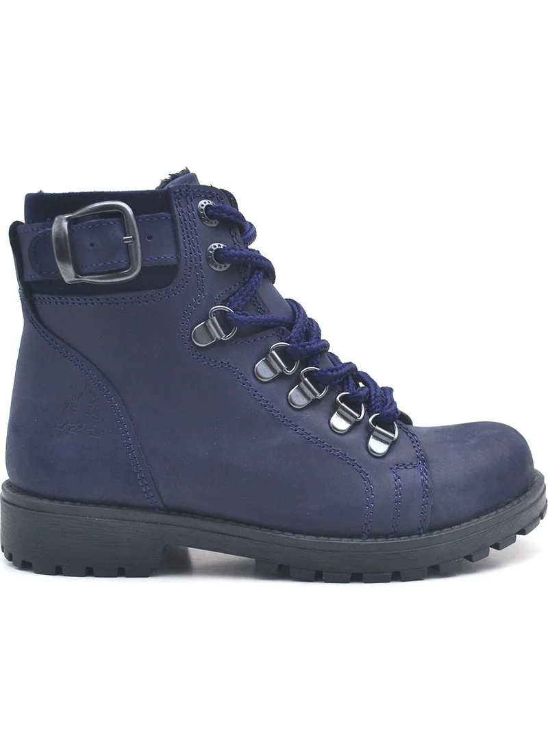 Raker Griffon Leather Navy Blue Zipper Kids Boots