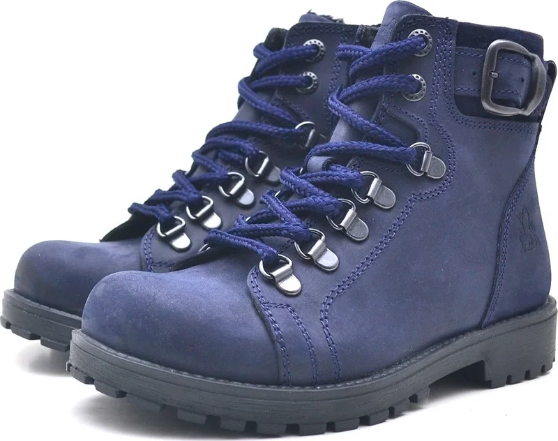 راكر Griffon Leather Navy Blue Zipper Kids Boots