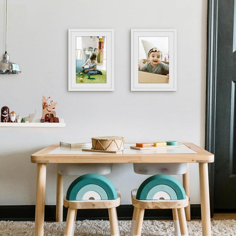 Picrit 10x14 Picture Frame Set of 12, Display 8x12 with Mat or 10x14 Without Mat, Photo Frames for Wall Mounting or Table Top Display, White - Image 4