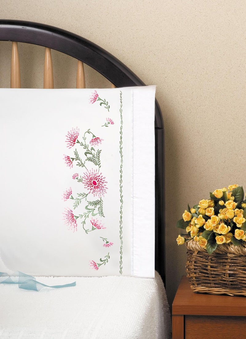 Tobin Stamped Pillowcase Pair for Embroidery 20 by 30Inch Gloriosa 23093
