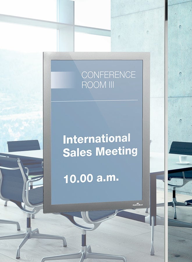 ديورابل مجلد ملف لاصق بحجم A4 | حامل مستندات مغناطيسي ثنائي الوجه للزجاج مضاد للانعكاس للتبديل السريع لوثائق A4 عمودي/أفقي 236×323 مم صنع في ألمانيا — ديوريبل - Image 5