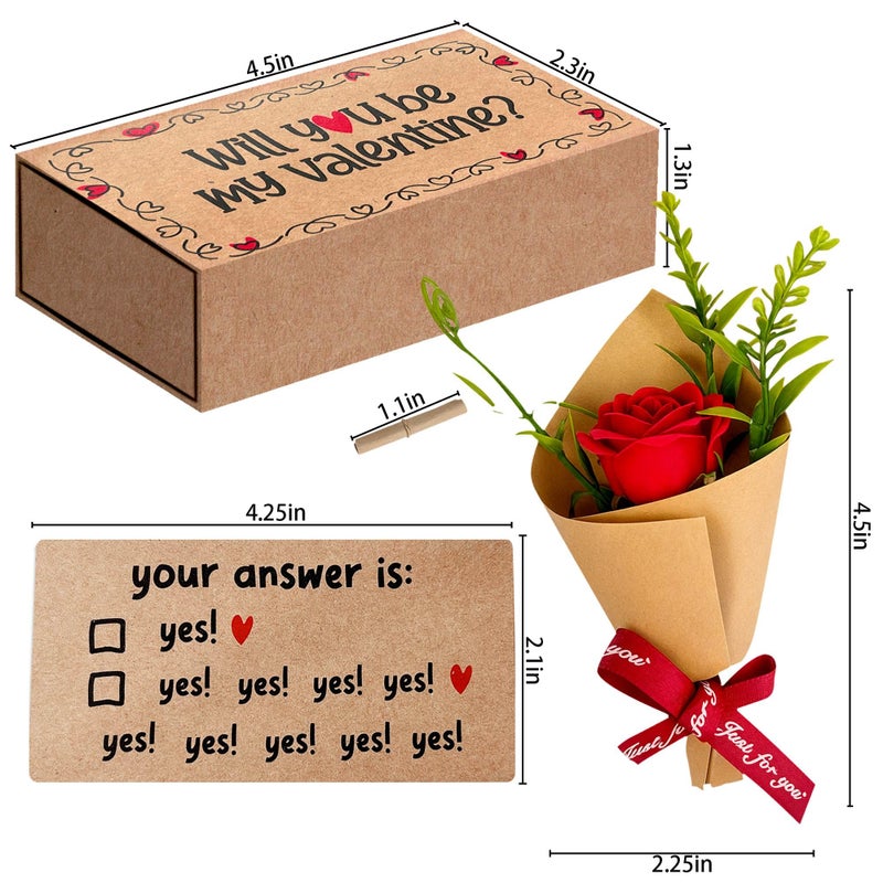 Qumic Will You Be My Valentine Card - Handmade Cute Love Card Matchbox With Mini Rose  Surprise Gift  Anniversary Or Valentines Day Gift For Her  Him  Wife  Husband  Or Girlfriend  Boyfriend  Couples - Image 2