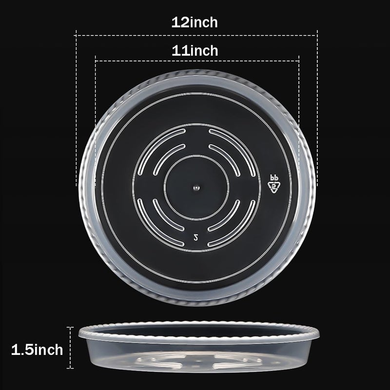 RooTrimmer 5 Pack 12 Inch Plant Saucer for Indoor Plants,Clear Plastic Plant Trays for Pots,Heavy Duty Durable Flower Pot Saucers to Protect Floors & Furniture - Image 2
