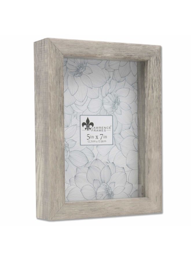 Lawrence Frames Shadow Box Frame, Polystyrene, Natural Gray, 5x7 - Image 1