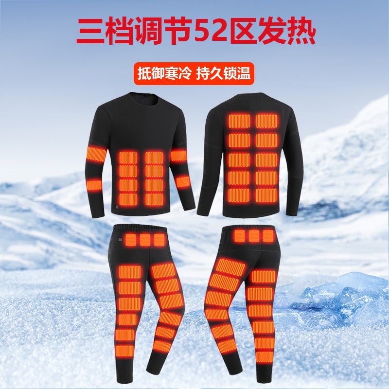 New Smart Heating Thermal Underwear Pants Men'S And Women'S Suits Full Body Heating 52 Area Thermal Fleece-Lined Heating Suit - Image 5