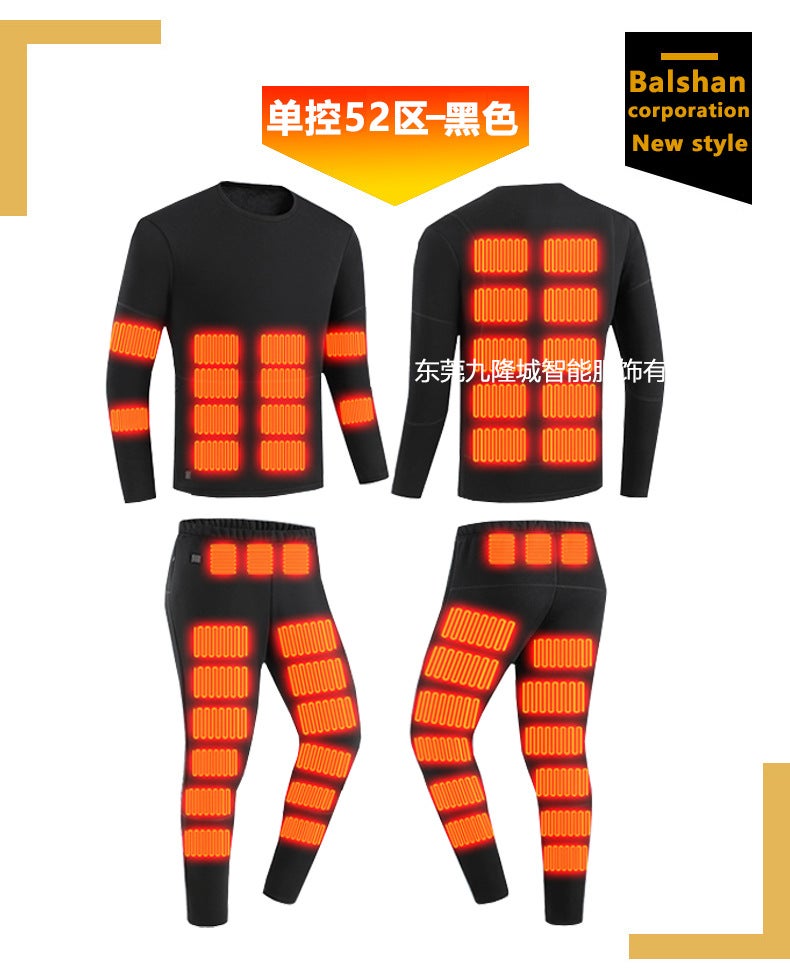 New Smart Heating Thermal Underwear Pants Men'S And Women'S Suits Full Body Heating 52 Area Thermal Fleece-Lined Heating Suit - Image 1