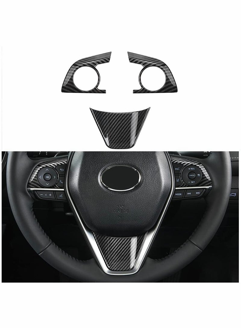 Generic Auto ABS Steering Wheel Cover Trim Frame Sticker Sport Style - Carbon Fiber Grain, for Toyota Camry 2022 2021 2020 2019 2018, for Avalon Accessories (3pcs) - Image 1