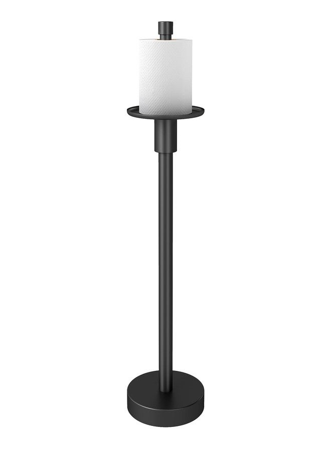 YUMORE Freestanding Toilet Paper Holder, Matte Black/Floor Standing Weighted Base Toilet Paper Holder Stand - Image 1