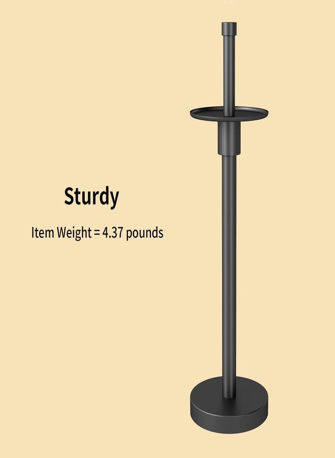 YUMORE Freestanding Toilet Paper Holder, Matte Black/Floor Standing Weighted Base Toilet Paper Holder Stand - Image 4