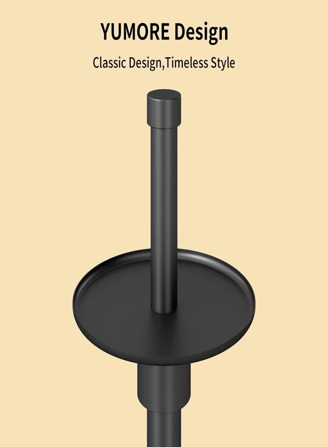 YUMORE Freestanding Toilet Paper Holder, Matte Black/Floor Standing Weighted Base Toilet Paper Holder Stand - Image 5
