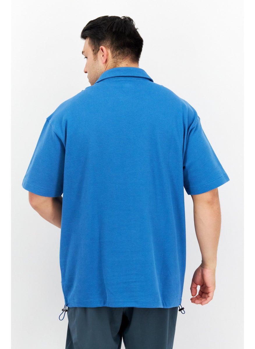 FILA Men Sportswear Fit Short Sleeves Outdoor Polo Shirt, Blue  - Image 3