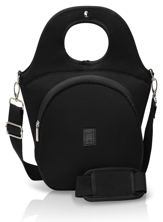 Made Easy Kit Large Insulated Lunch Tote Carrier for Women Men with Front Zipper Pocket, Soft Lightweight, Travel Ready with Padded Shoulder Strap & Magnetic Clasp Handle (Black, Large) - Image 1