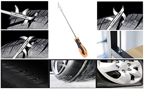Dayalu 2 in 1 Car Tyre Stone Remover Hooks, Solid Rubber Handle Rust-Resistance Tire Protector Stone Hook, Tire Cleaning Tool, for Vehicle Motor Bike Tire Stone Remover - Vehicle Accessories - Image 2