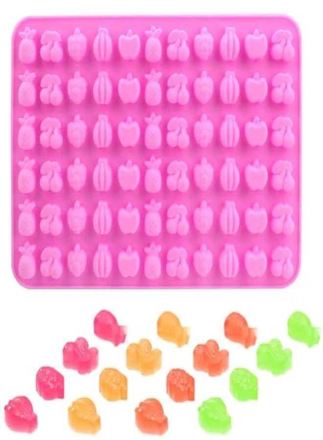 FirstTry Mini Fruit Candy Mold I 3D Fondant Apple Cherry Grape Banana Pineapple Shape Silicone Gummy Mould I for DIY Homemade Cake Pastry Cupcake Topper Jelly Chocolate Ice Cube Making - 66 Cavity - Image 1