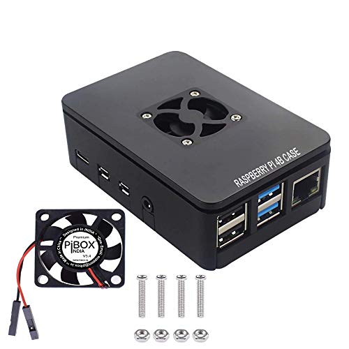 PiBOX India Raspberry Pi 4 Case with Fan Dual Speed 2GB, 4GB, 8GB Black, with air Vents, with High and Low Speed Option Fan Modular Design, Pi 4B, Pi 4,Camera and Ports ABS (Black) - Image 1