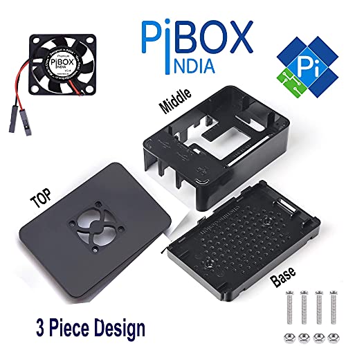 PiBOX India Raspberry Pi 4 Case with Fan Dual Speed 2GB, 4GB, 8GB Black, with air Vents, with High and Low Speed Option Fan Modular Design, Pi 4B, Pi 4,Camera and Ports ABS (Black) - Image 4