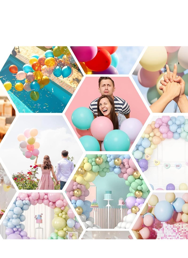 Sharpdo Balloons Assorted Color Macaron Balloons Colorful Band Gold Wave Ball Rainbow Candy Color Balloon for Kidâ€™s Birthday Party Baby Graduation Party Supplies - Image 2