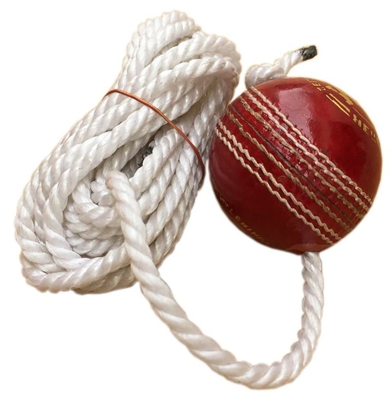 TIMA Leather Cricket Shot Practice Hanging Ball, String Cricket Ball and Knocking Cricket Ball with Rope (Multi-Color) (Pack of 1) - Image 1
