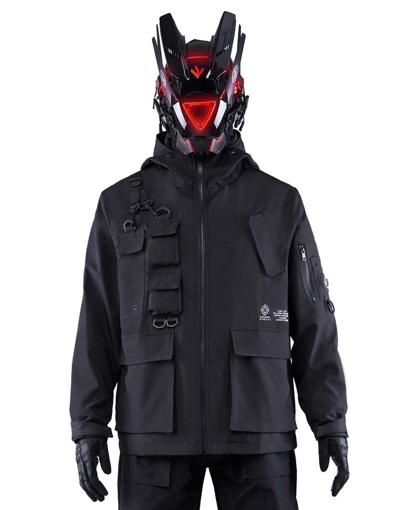 Niepce Inc Techwear Zip Up Windbreaker Jackets for Men (Black8, 3X-Large) - Image 3
