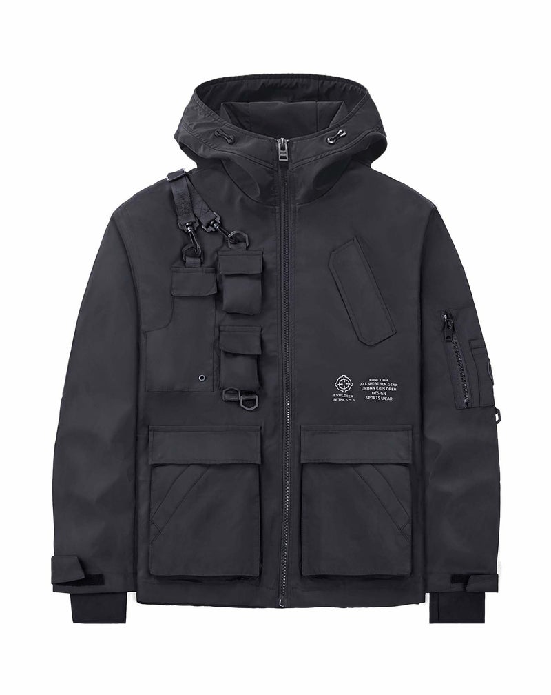 Niepce Inc Techwear Zip Up Windbreaker Jackets for Men (Black8, 3X-Large) - Image 1
