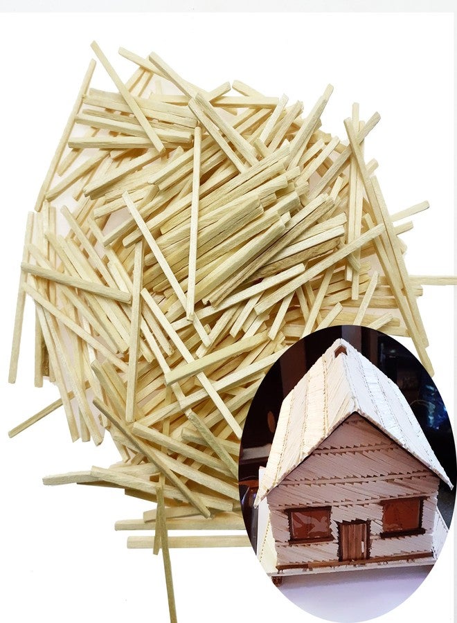 Cayway 300 Pieces Miniature Wood Sticks Wooden Dowels Unfinished Hardwood Strips Natural for DIY Crafts Model Making Production of Railing Houses(50mm*2mm*2mm) - Image 1