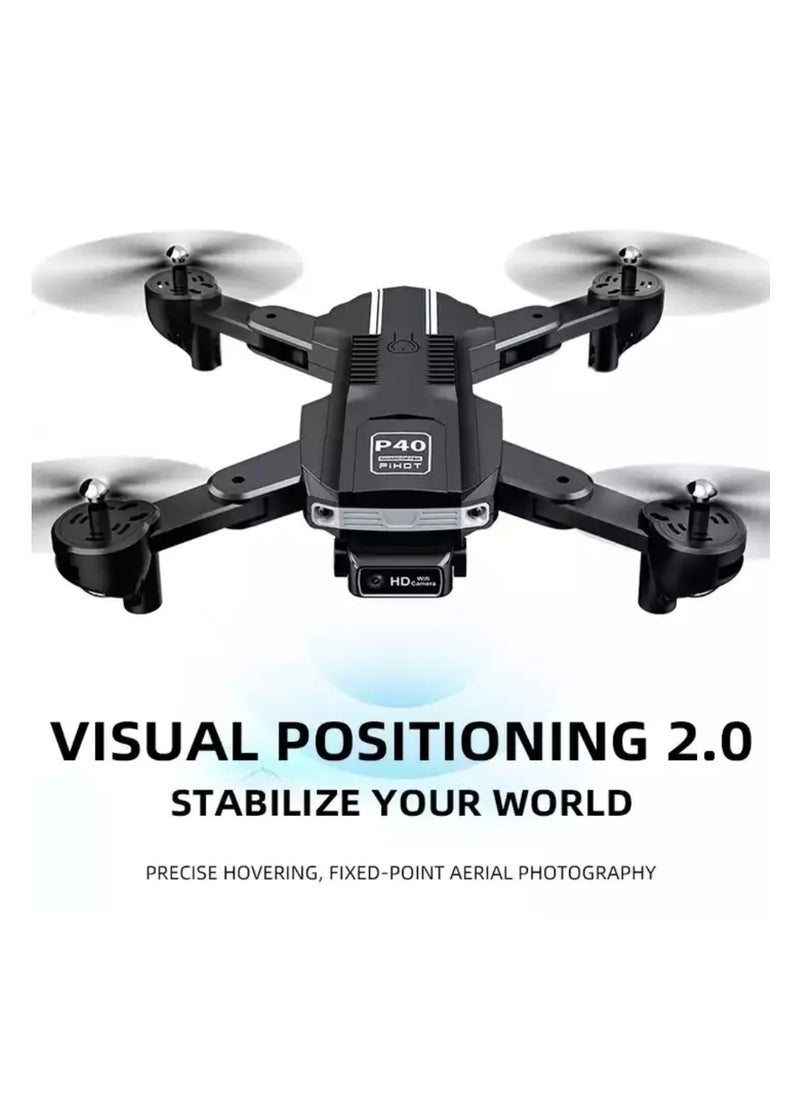 ELTRAZONE - Portable Mini Drone with Remote Control – Multifunctional P40 RC Drone for Adults, Adjustable, App-Controlled, HD Camera, Foldable, Includes Carrying Case – Black - Image 1