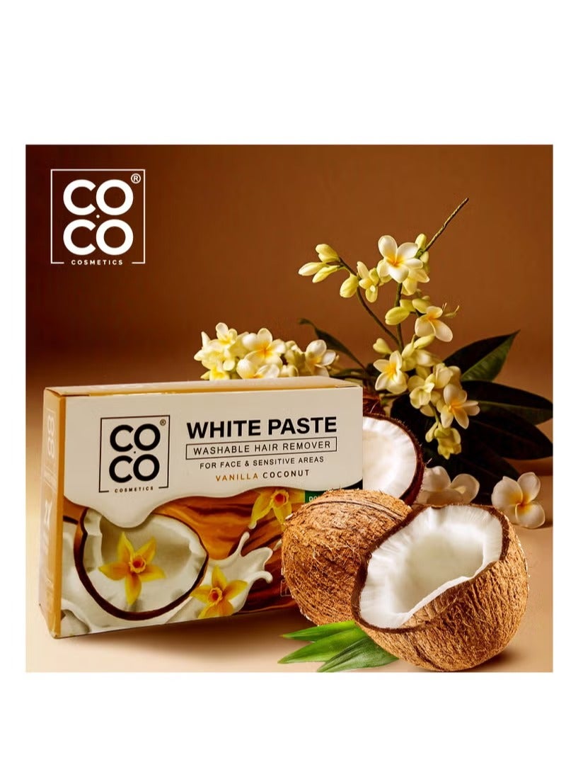 Coco Wax - Washable Hair Remover, White Paste, 100% Natural, Enhanced Formula with 2x Extra Strength - For Face & Sensitive Areas - Image 1