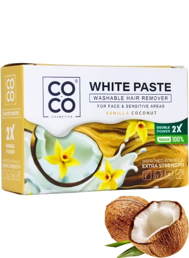 Coco Wax - Washable Hair Remover, White Paste, 100% Natural, Enhanced Formula with 2x Extra Strength - For Face & Sensitive Areas - Image 5