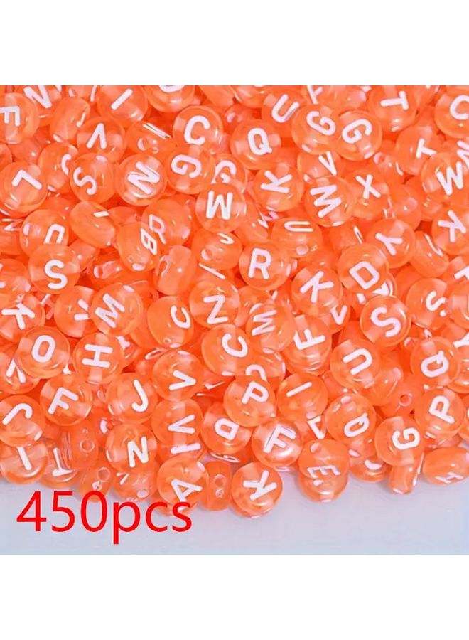 450pcs Orange Acrylic Letter Beads For DIY Handmade Craft Projects - Image 1