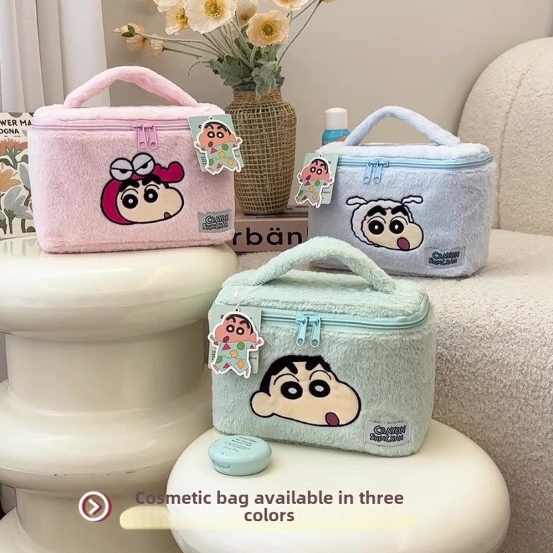 Canvas Makeup Bag - Large Capacity Cute Cartoon Design Portable Storage Pouch for Students Adults Daily Travel Use - Image 1