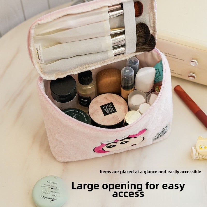 Canvas Makeup Bag - Large Capacity Cute Cartoon Design Portable Storage Pouch for Students Adults Daily Travel Use - Image 5