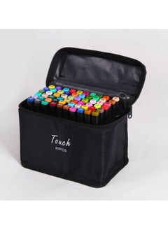 Touch 60pcs Dual Tip Markers Set, Assorted Colors Stylish Black Body with Black Cloth Bag  - Image 2